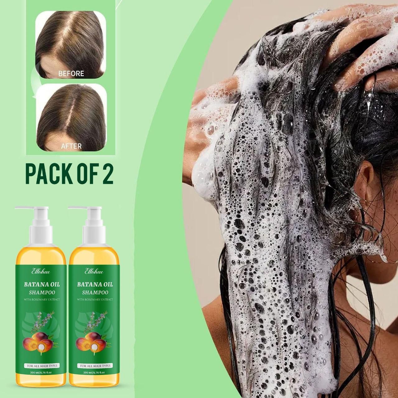 TryOnes BATANA OIL SHAMPOO with Rosemary Extract 400 ml Pack of 2