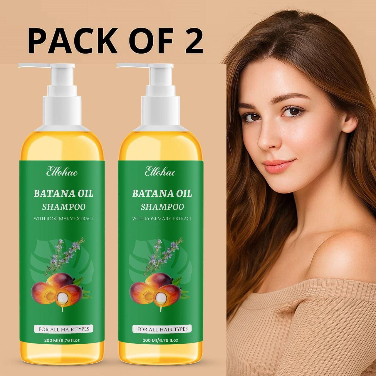 TryOnes BATANA OIL SHAMPOO with Rosemary Extract 400 ml Pack of 2
